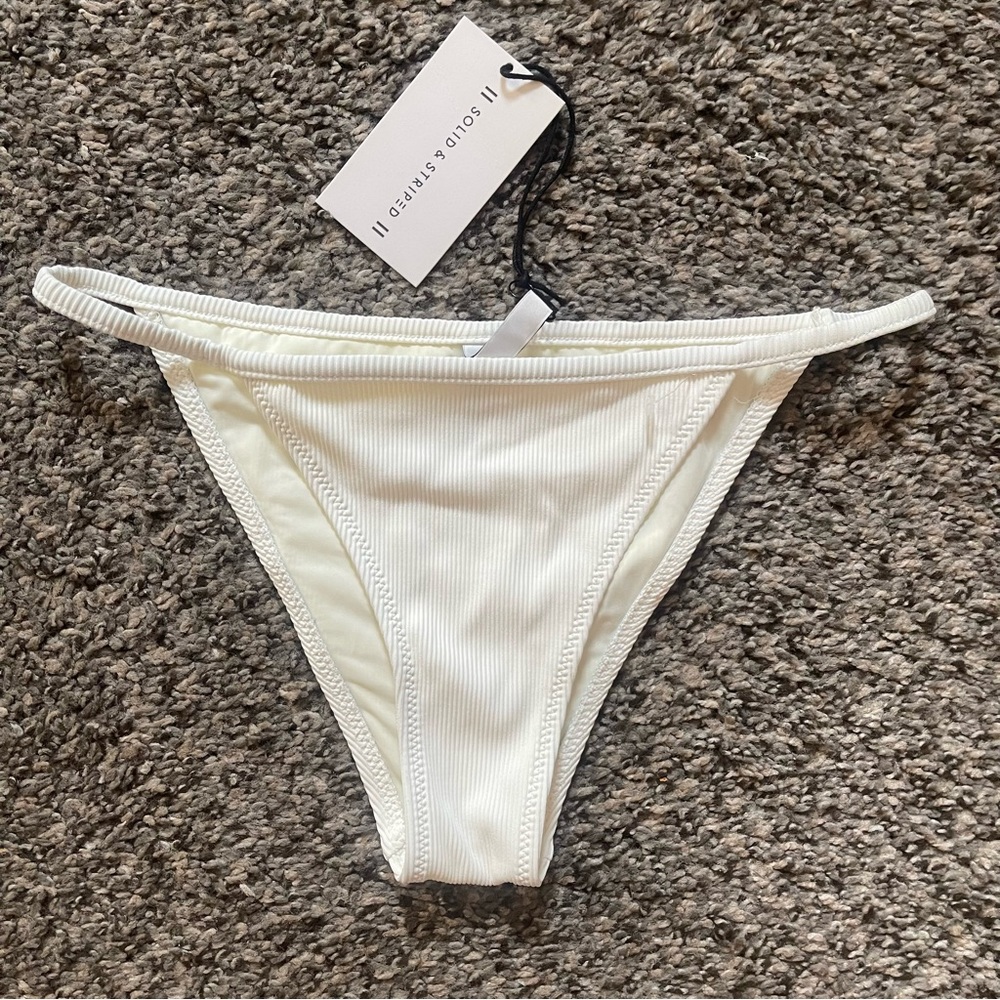 Solid & Striped Beige Ribbed Bikini Bottom S